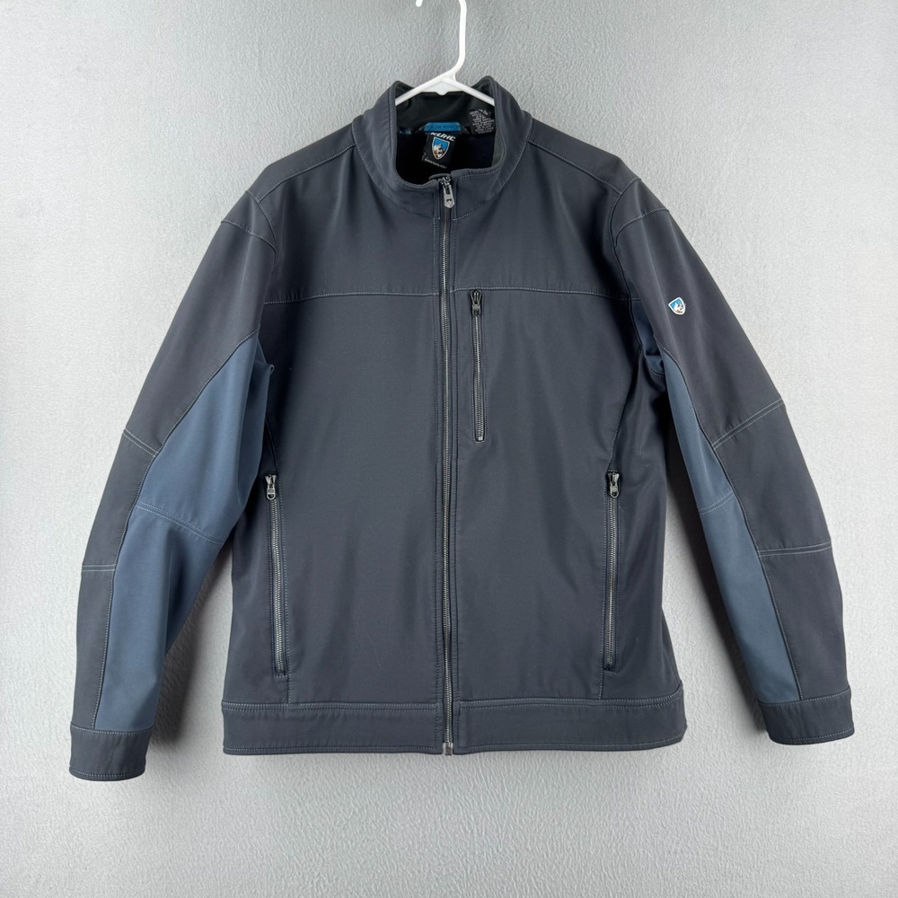 Kuhl Impakt Softshell Jacket‎ Mens Large Blue Gray Full Zip Fleece Lined Outdoor
